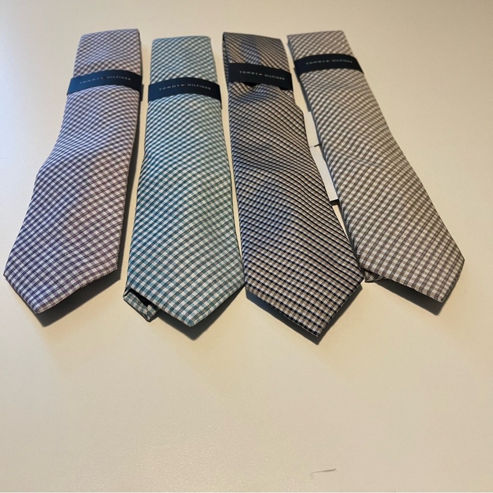 Tommy Hilfiger  Men's Checkered Ties - Blue, Gray, Brown Set